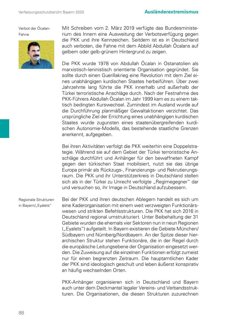Seite 88 des Verfassungsschutzbericht 2020 Bayern