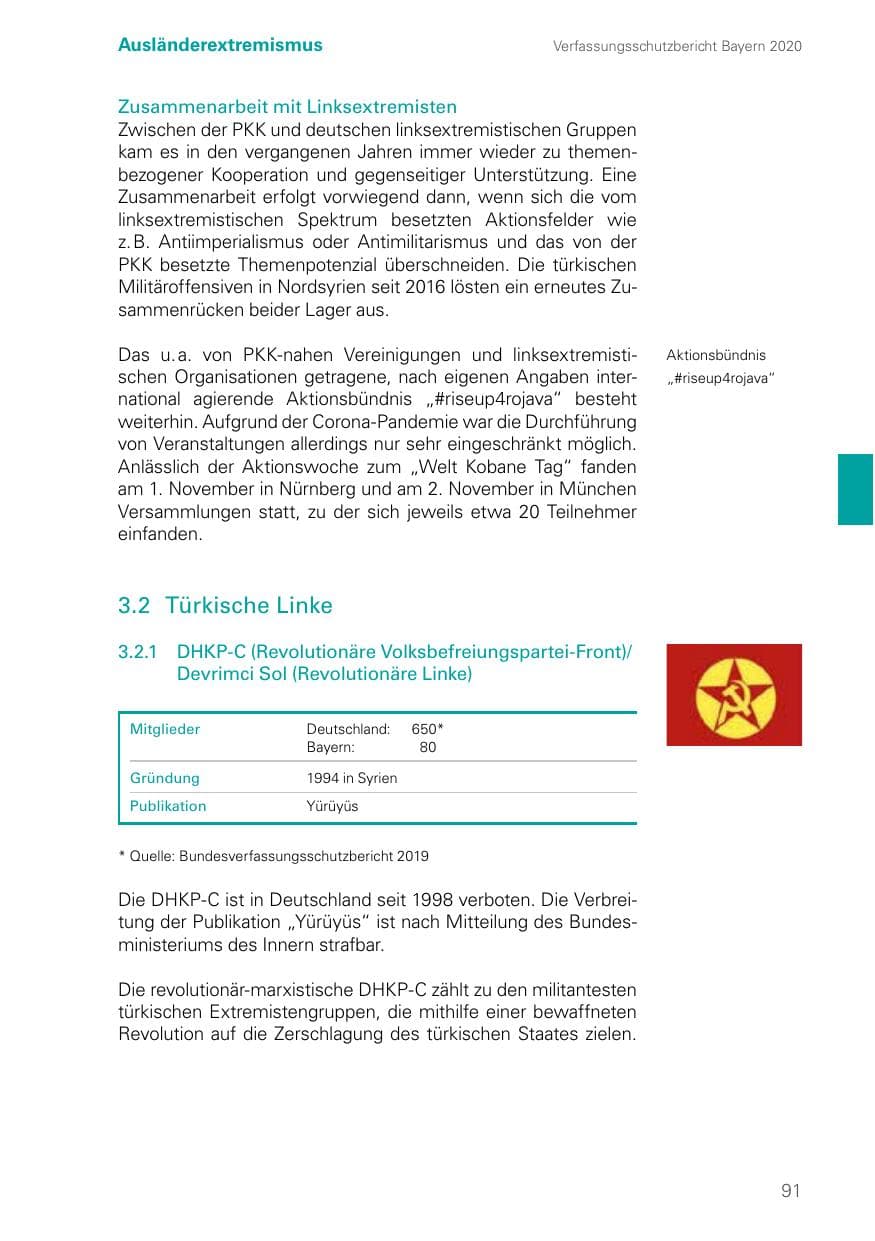 Seite 91 des Verfassungsschutzbericht 2020 Bayern