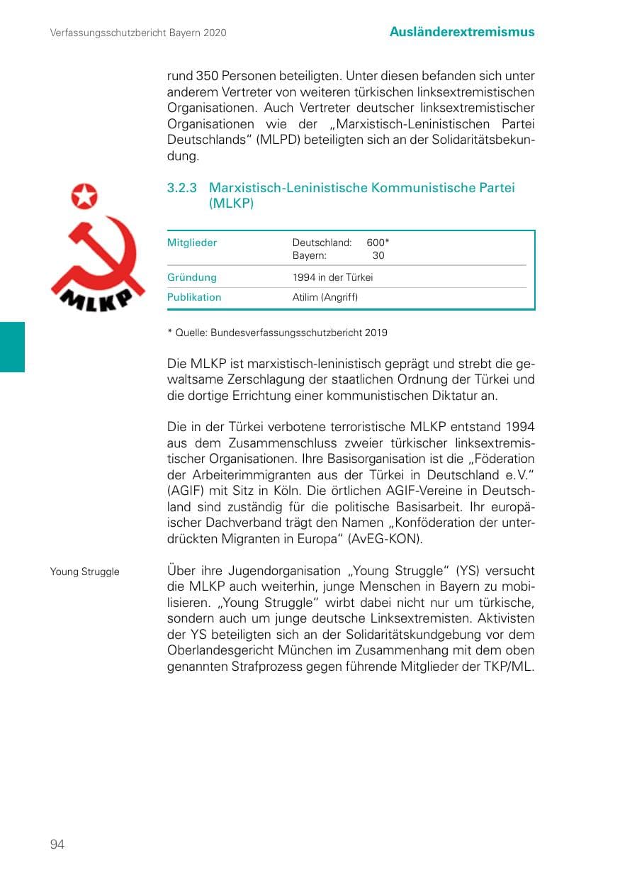 Seite 94 des Verfassungsschutzbericht 2020 Bayern