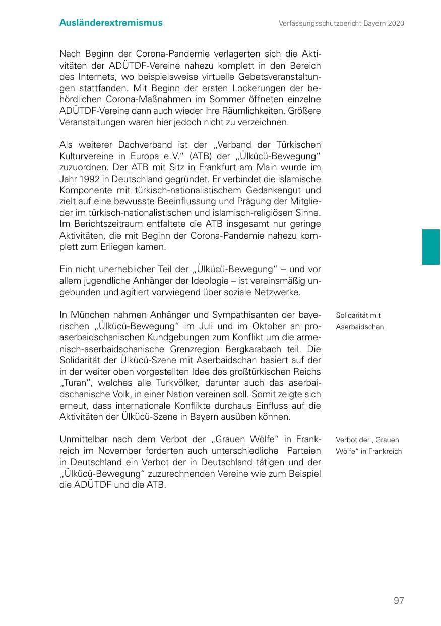 Seite 97 des Verfassungsschutzbericht 2020 Bayern