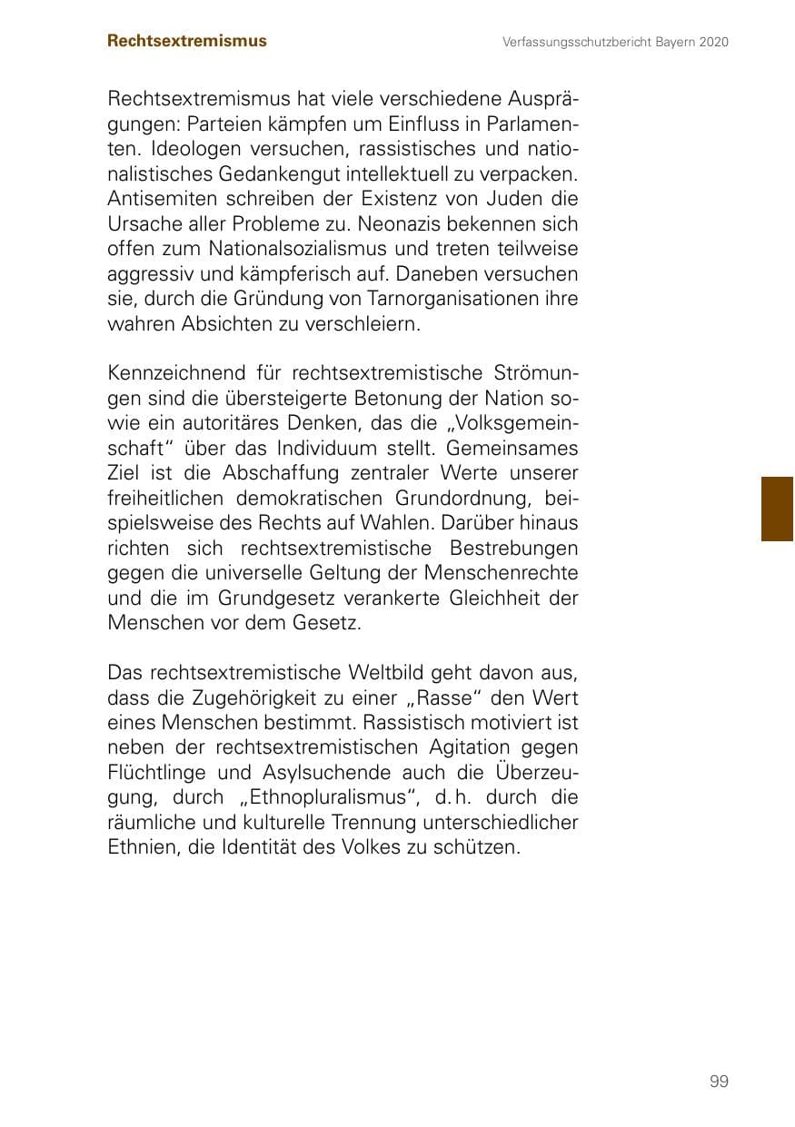 Seite 99 des Verfassungsschutzbericht 2020 Bayern