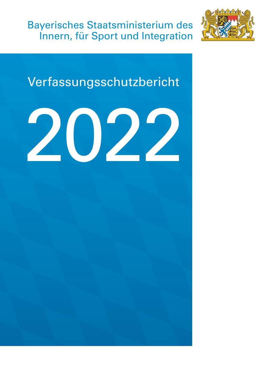 Seite 1 des Verfassungsschutzbericht 2022 Bayern