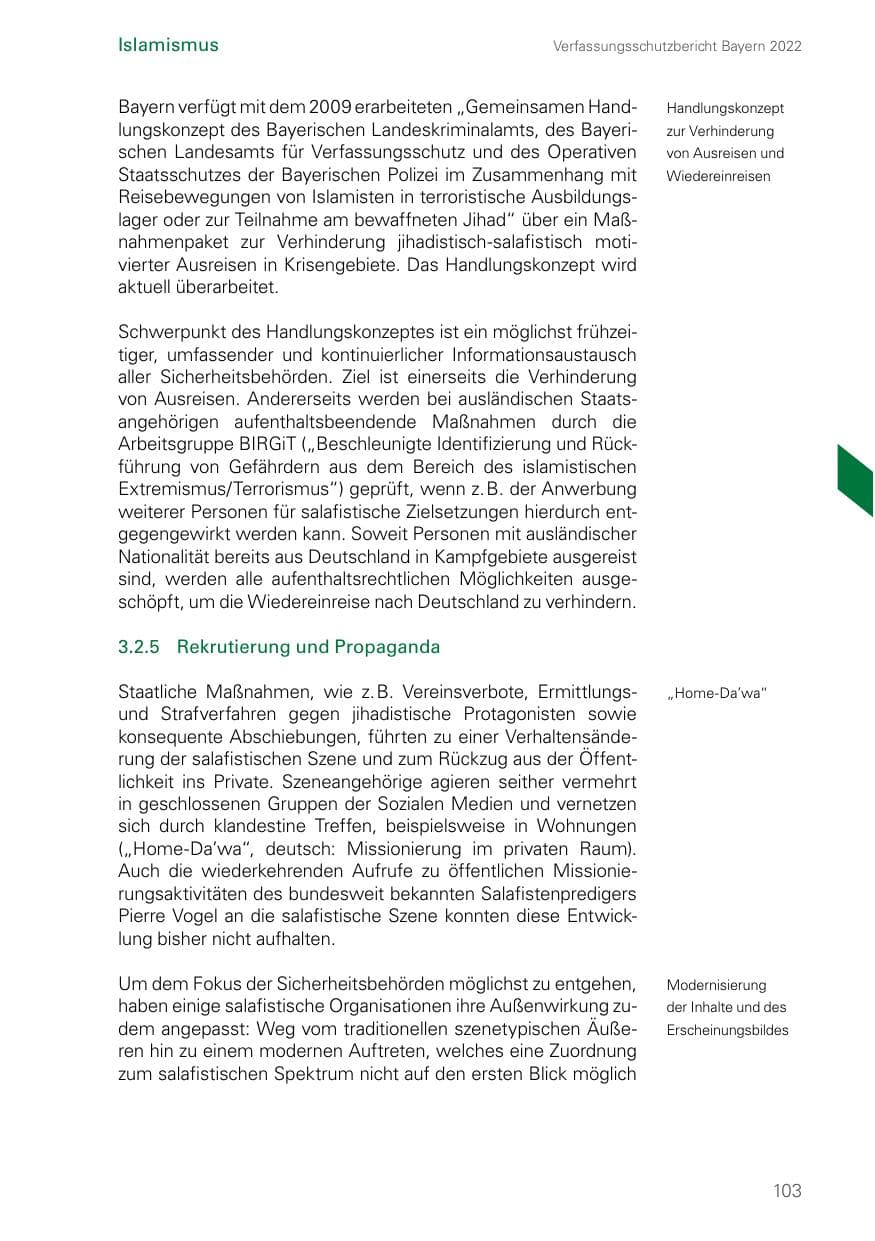 Seite 103 des Verfassungsschutzbericht 2022 Bayern