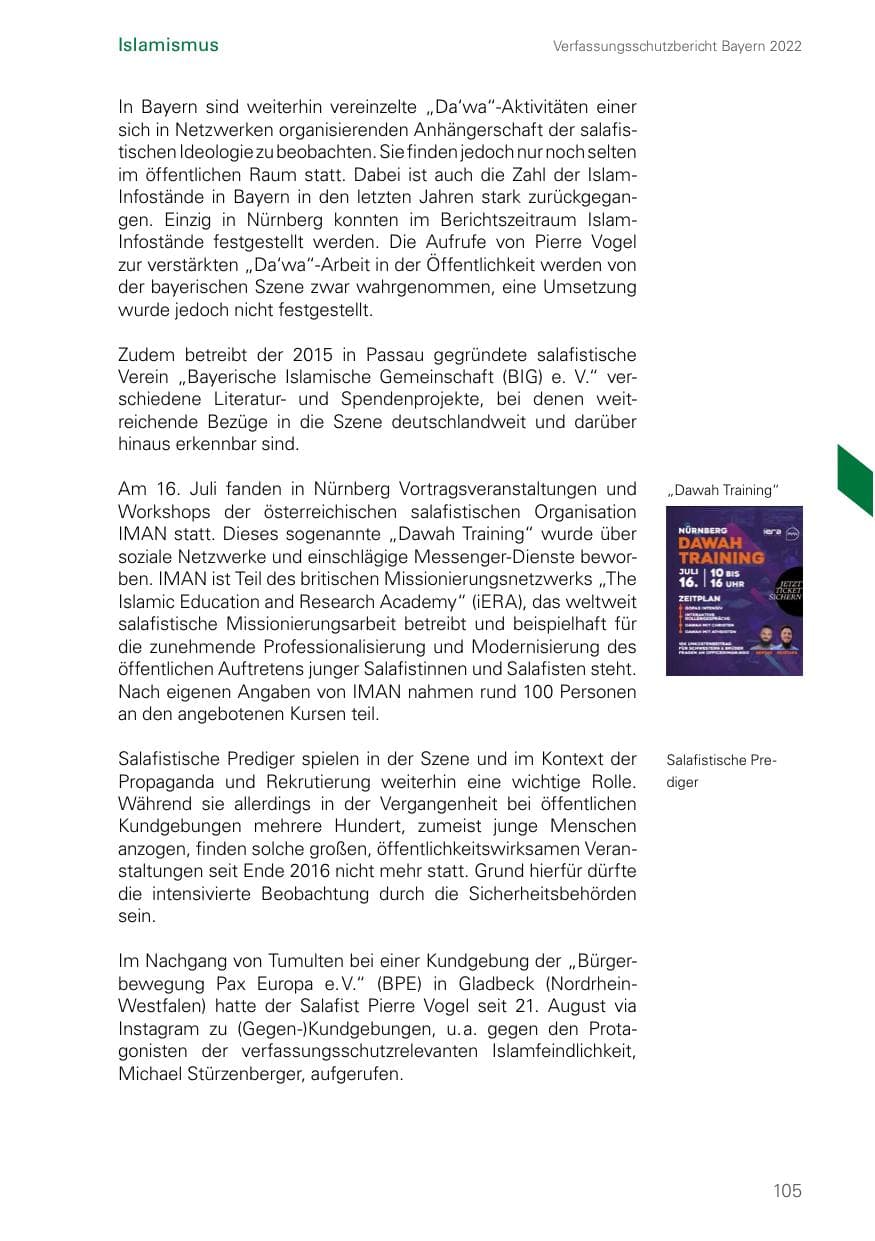 Seite 105 des Verfassungsschutzbericht 2022 Bayern