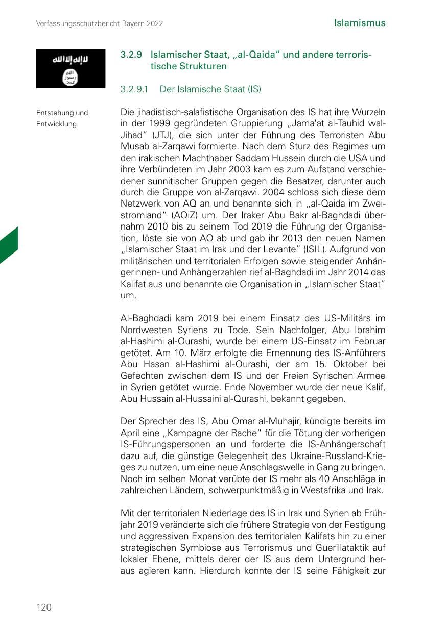 Seite 120 des Verfassungsschutzbericht 2022 Bayern
