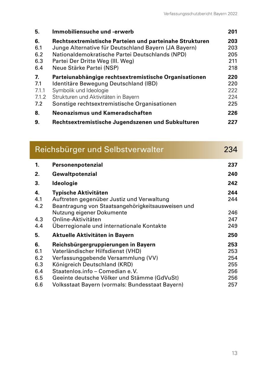 Seite 13 des Verfassungsschutzbericht 2022 Bayern