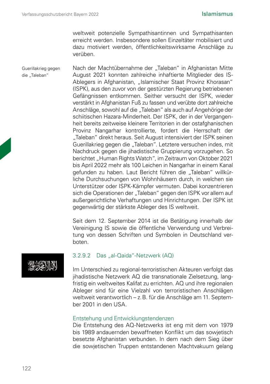 Seite 122 des Verfassungsschutzbericht 2022 Bayern