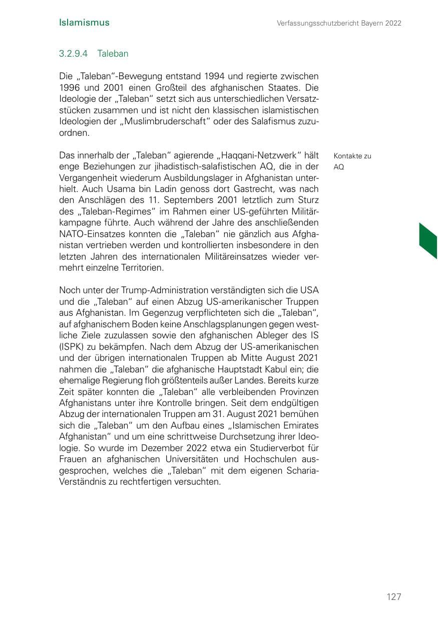 Seite 127 des Verfassungsschutzbericht 2022 Bayern