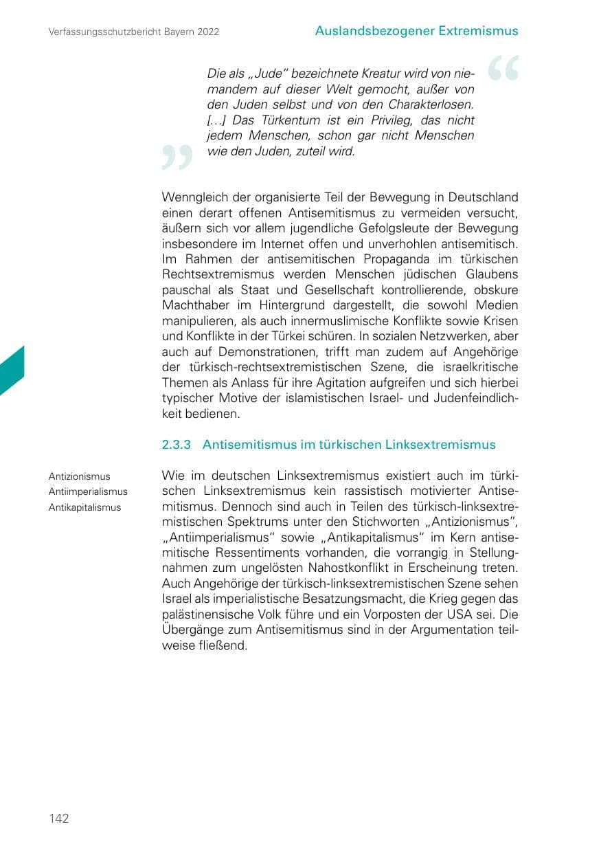 Seite 142 des Verfassungsschutzbericht 2022 Bayern