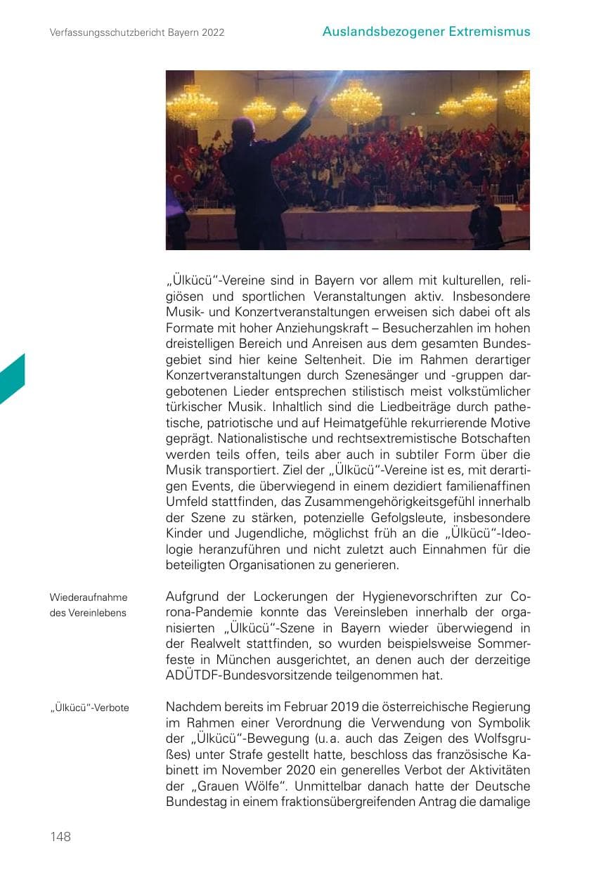 Seite 148 des Verfassungsschutzbericht 2022 Bayern