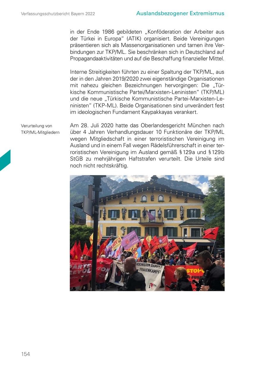 Seite 154 des Verfassungsschutzbericht 2022 Bayern