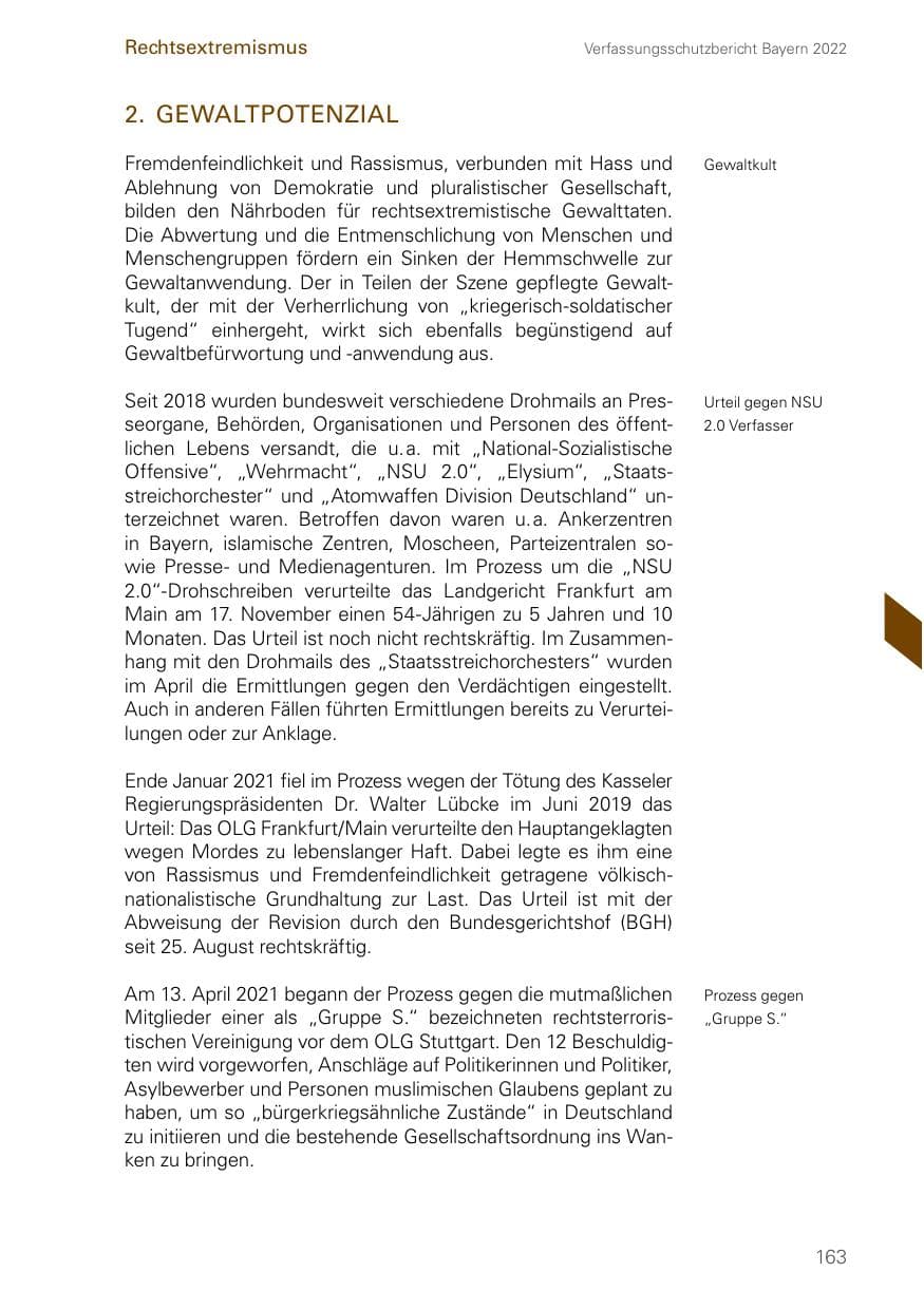 Seite 163 des Verfassungsschutzbericht 2022 Bayern