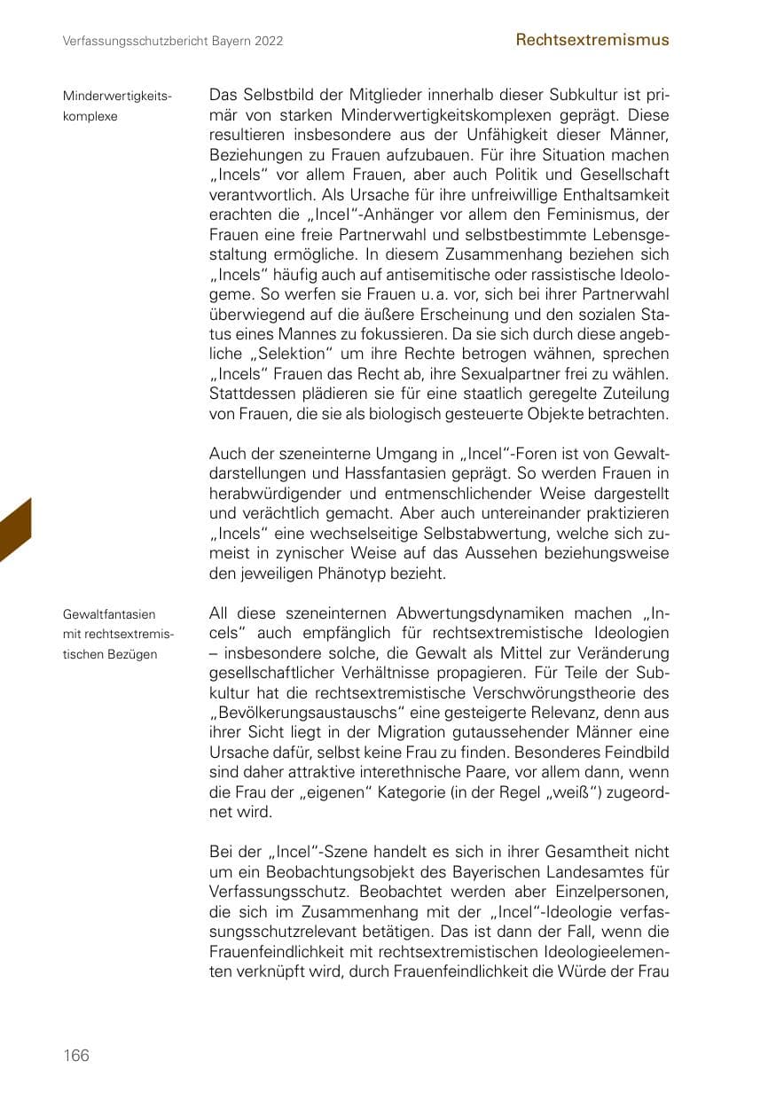 Seite 166 des Verfassungsschutzbericht 2022 Bayern