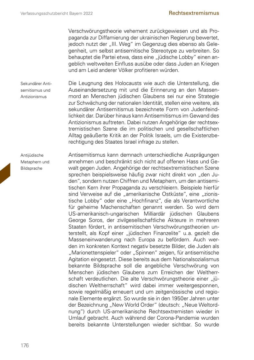 Seite 176 des Verfassungsschutzbericht 2022 Bayern