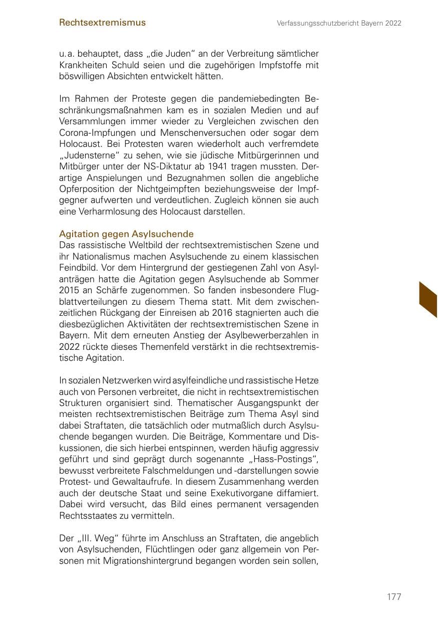 Seite 177 des Verfassungsschutzbericht 2022 Bayern