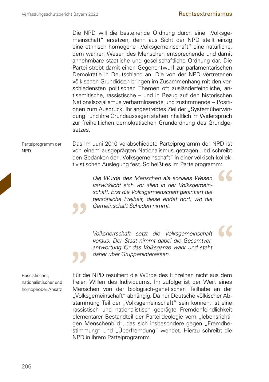 Seite 206 des Verfassungsschutzbericht 2022 Bayern