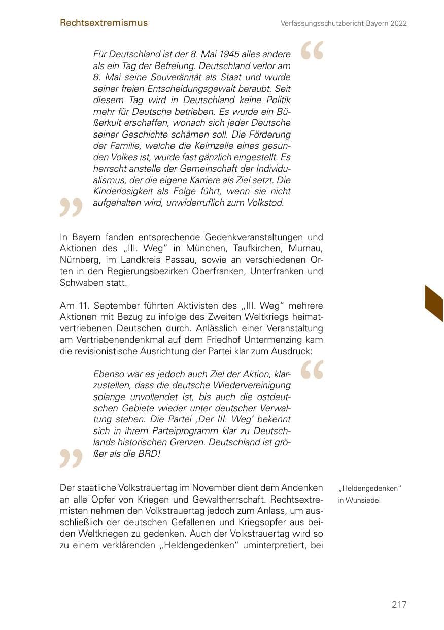 Seite 217 des Verfassungsschutzbericht 2022 Bayern