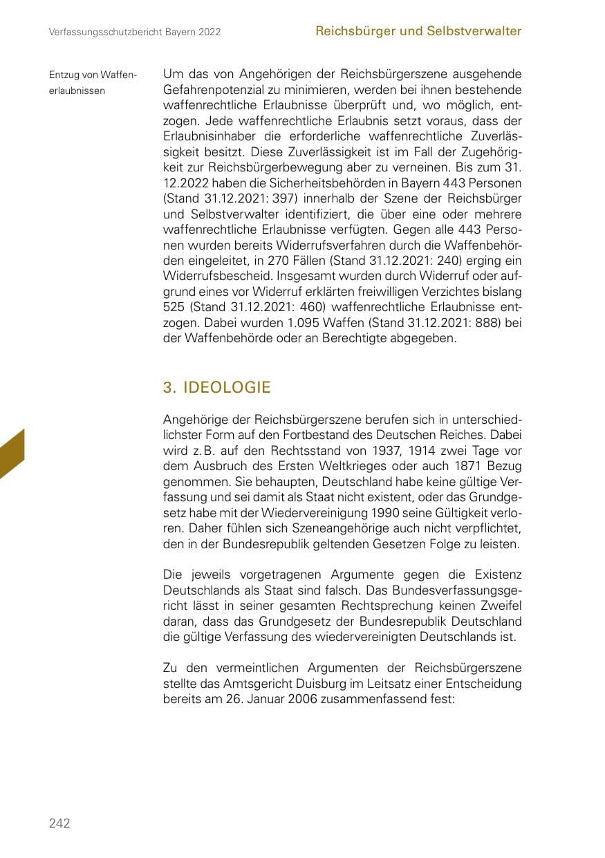 Seite 242 des Verfassungsschutzbericht 2022 Bayern