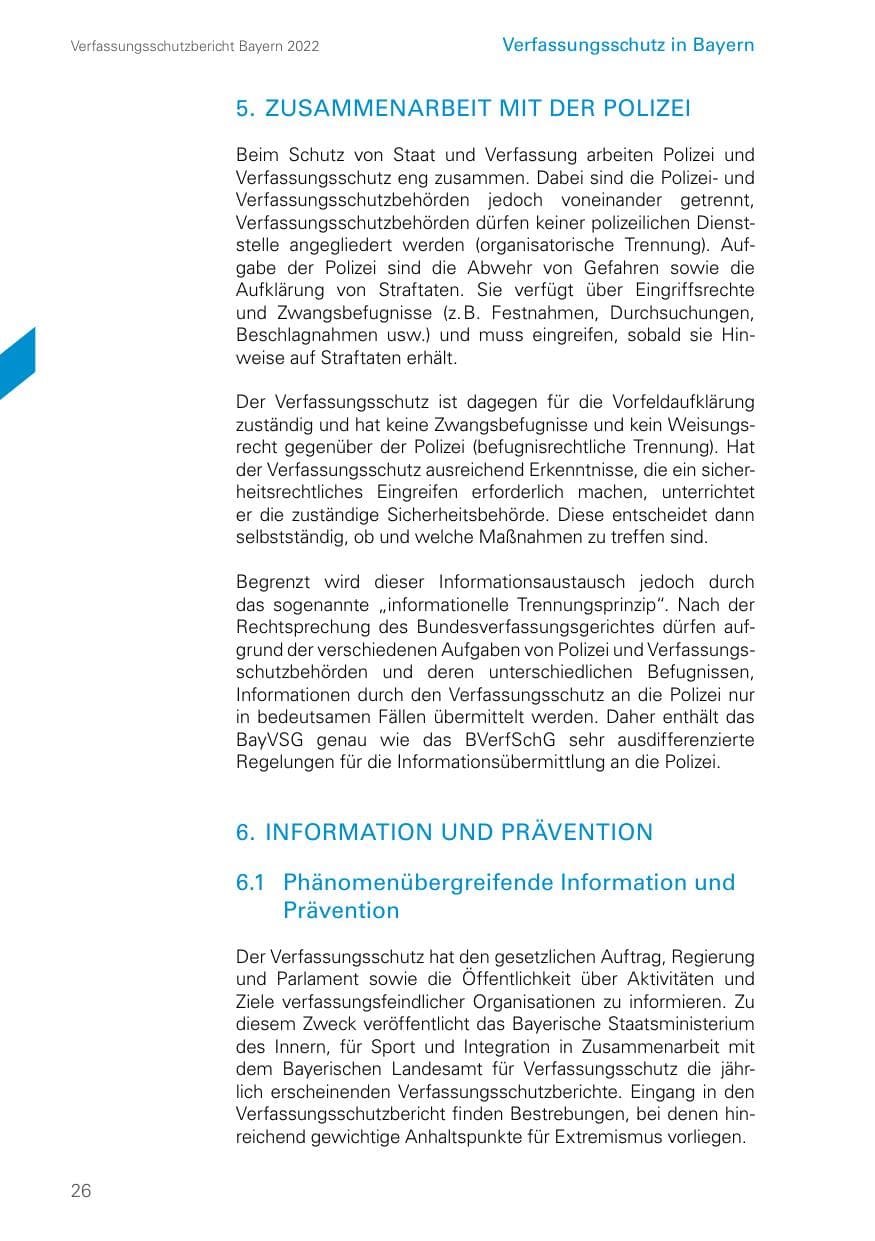 Seite 26 des Verfassungsschutzbericht 2022 Bayern