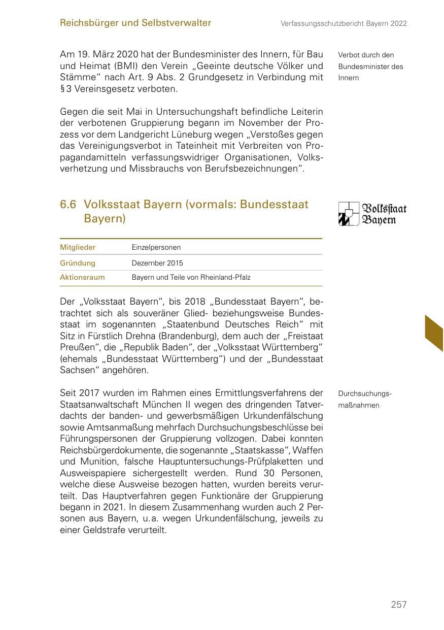Seite 257 des Verfassungsschutzbericht 2022 Bayern