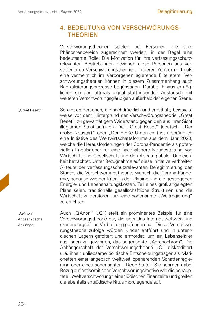 Seite 264 des Verfassungsschutzbericht 2022 Bayern