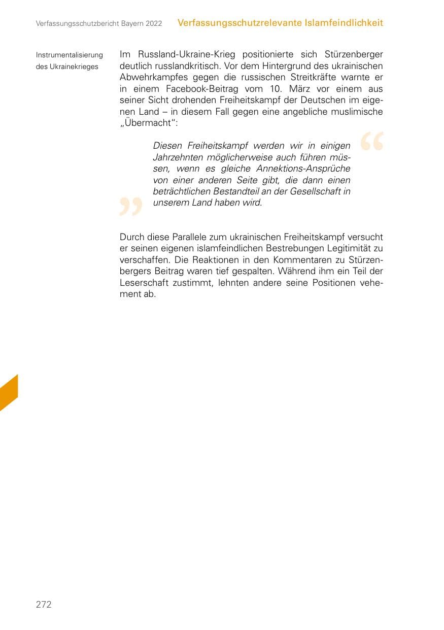 Seite 272 des Verfassungsschutzbericht 2022 Bayern