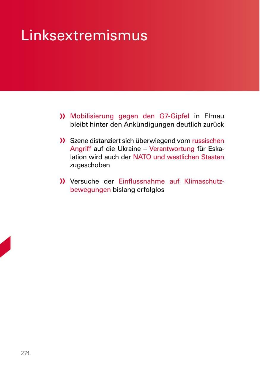 Seite 274 des Verfassungsschutzbericht 2022 Bayern
