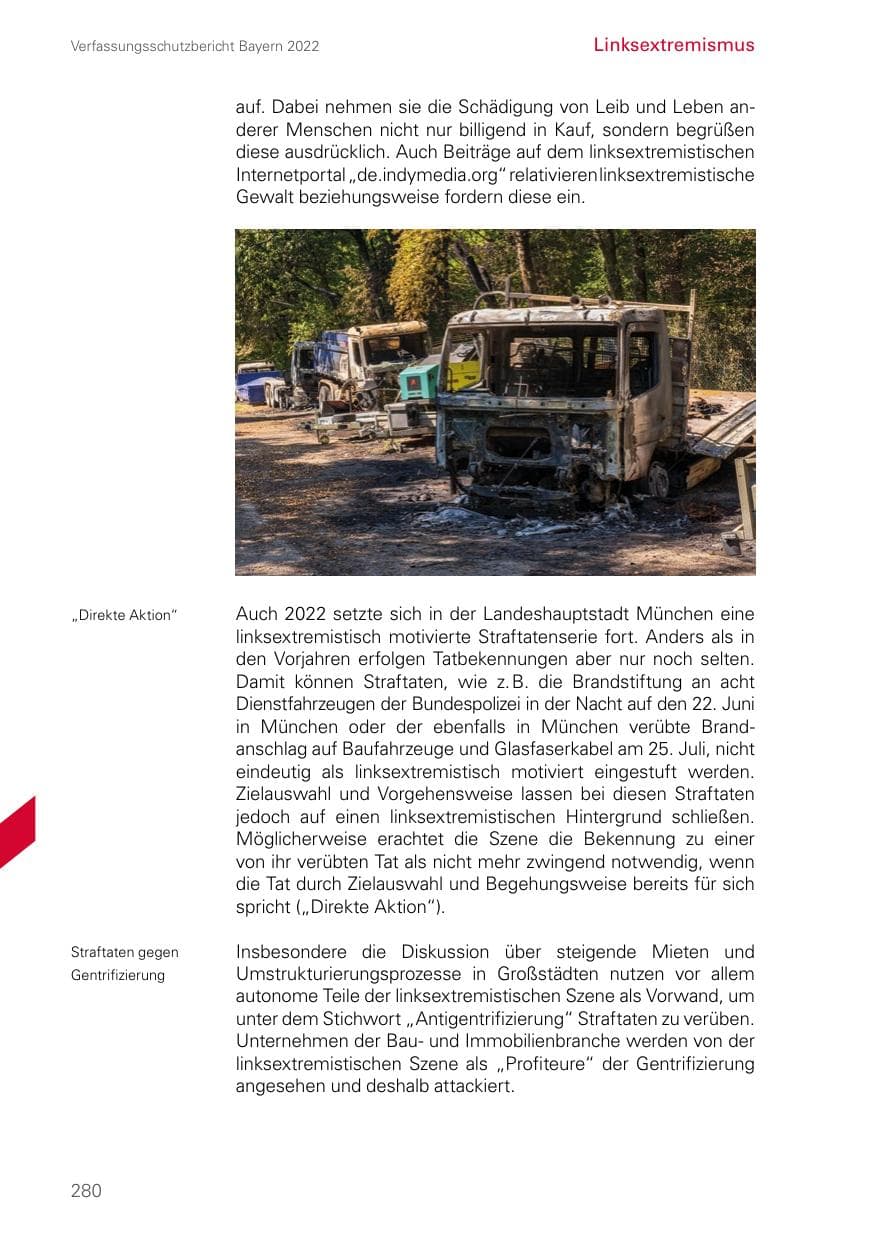 Seite 280 des Verfassungsschutzbericht 2022 Bayern