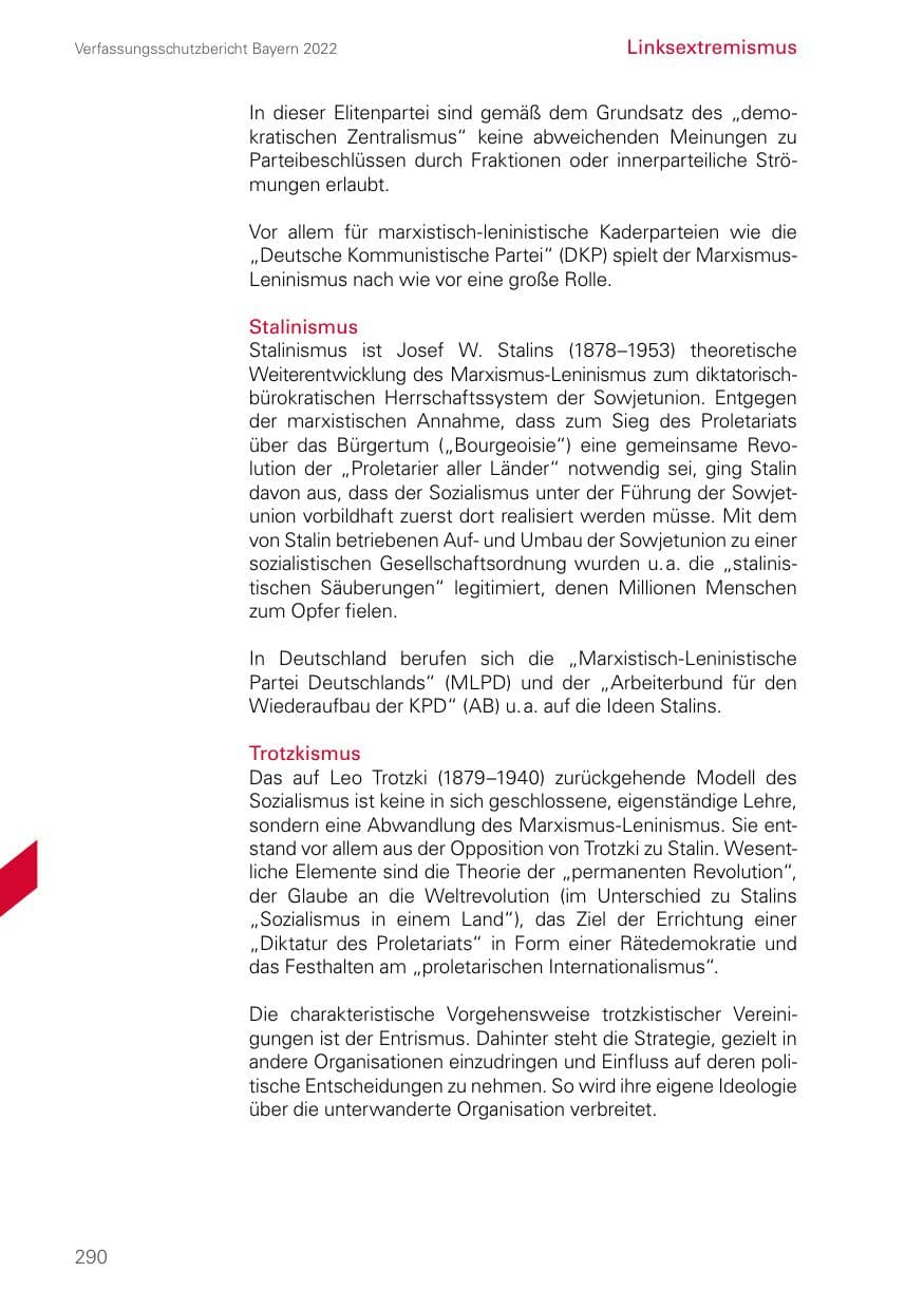 Seite 290 des Verfassungsschutzbericht 2022 Bayern