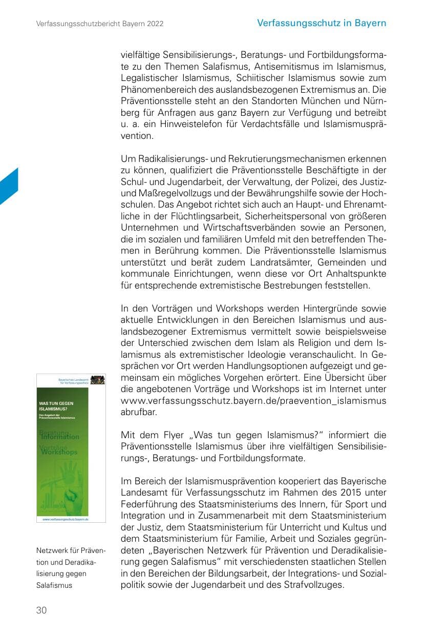Seite 30 des Verfassungsschutzbericht 2022 Bayern