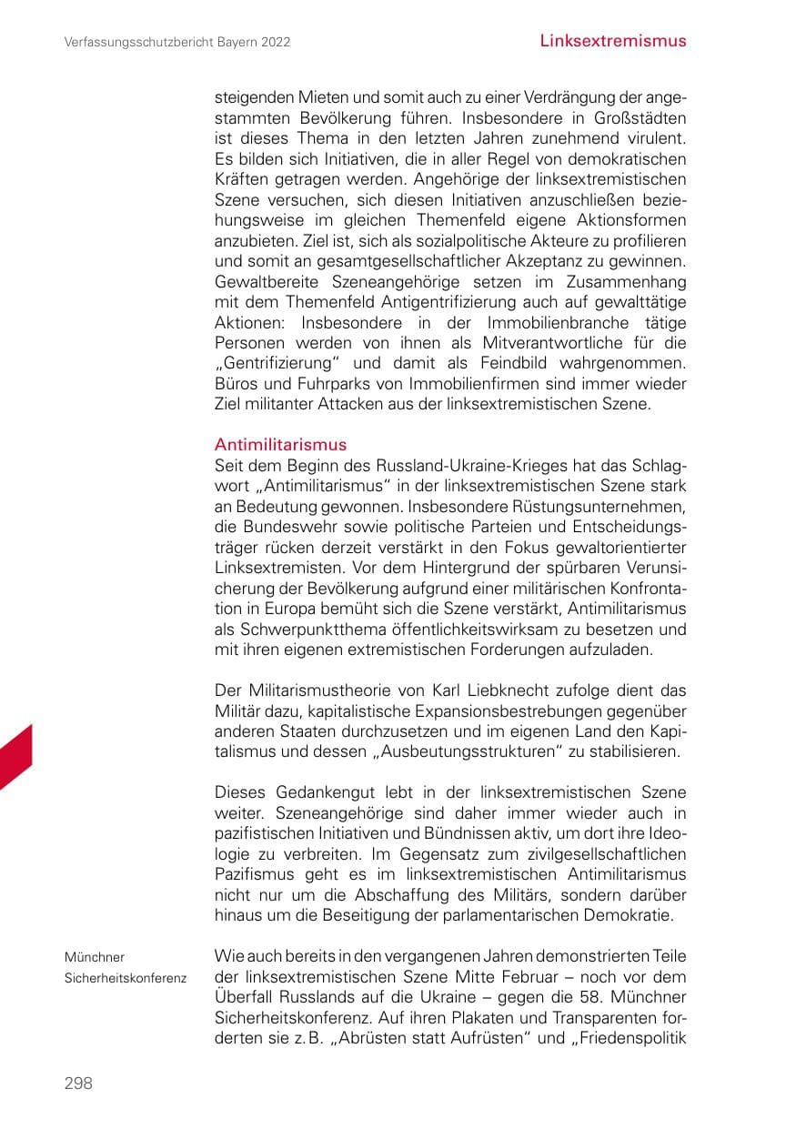 Seite 298 des Verfassungsschutzbericht 2022 Bayern