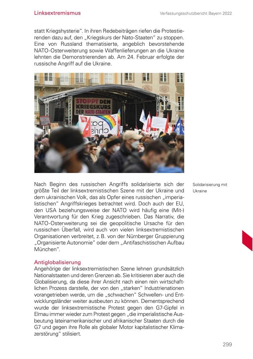 Seite 299 des Verfassungsschutzbericht 2022 Bayern