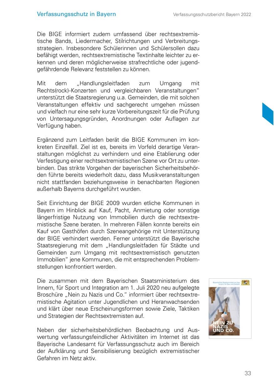 Seite 33 des Verfassungsschutzbericht 2022 Bayern