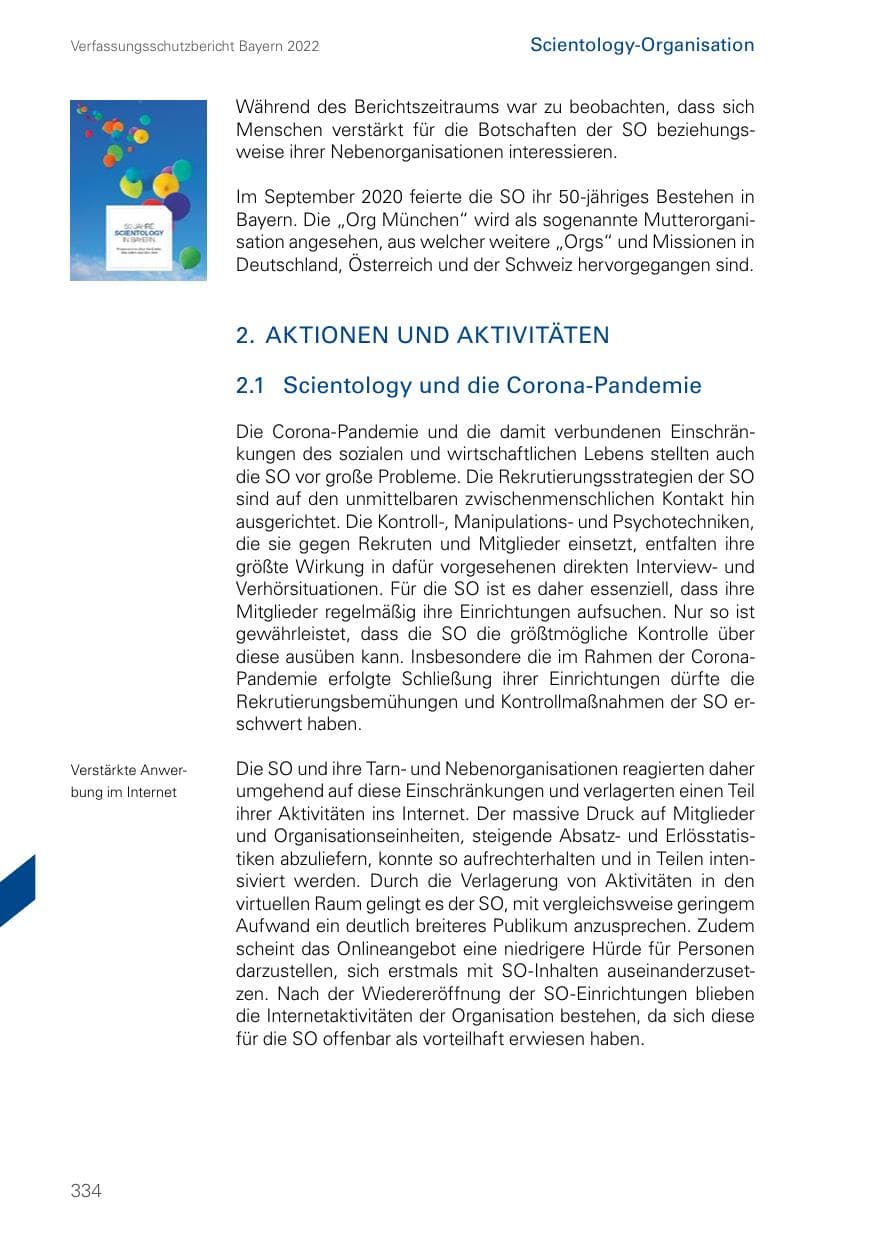 Seite 334 des Verfassungsschutzbericht 2022 Bayern