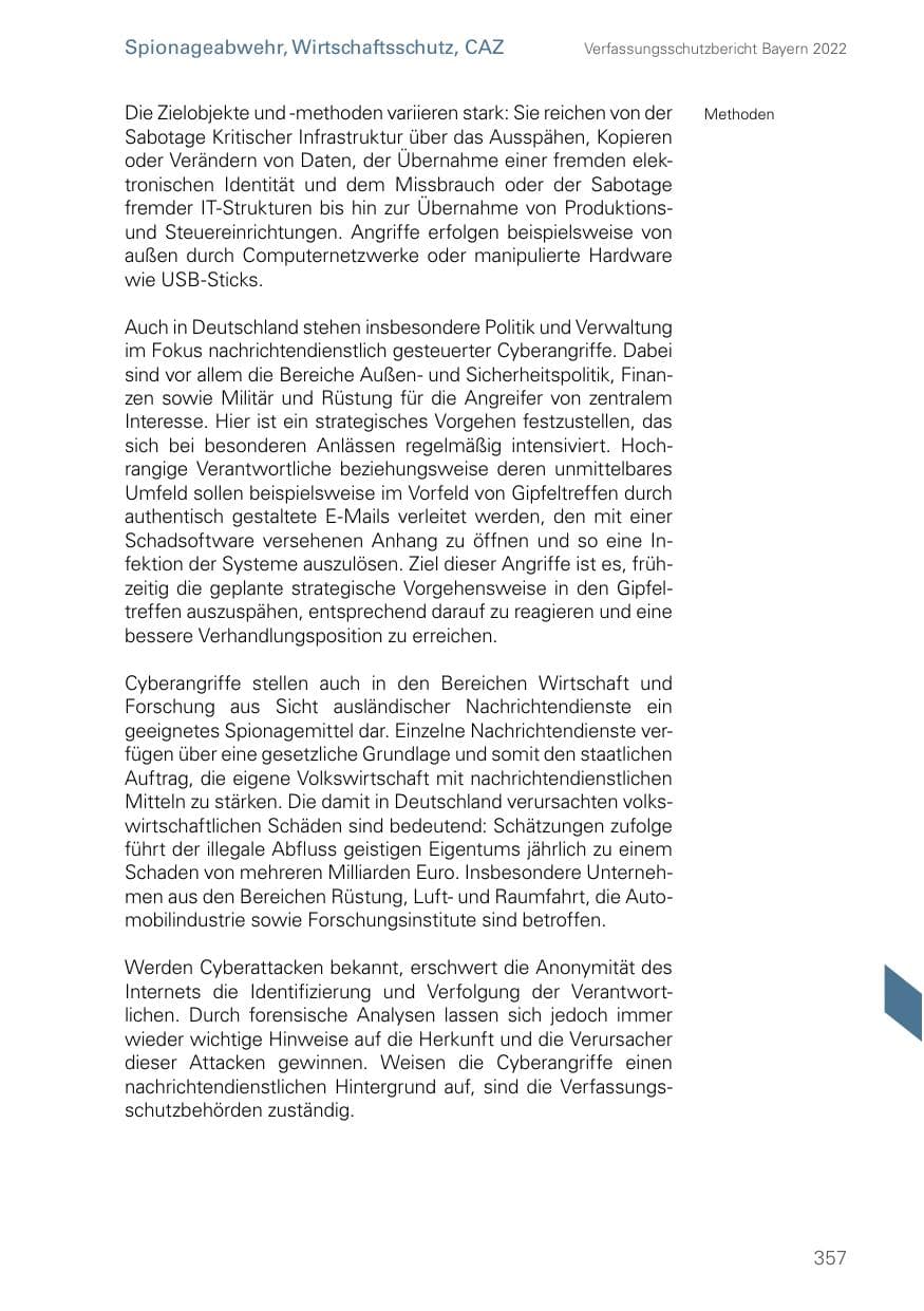 Seite 357 des Verfassungsschutzbericht 2022 Bayern