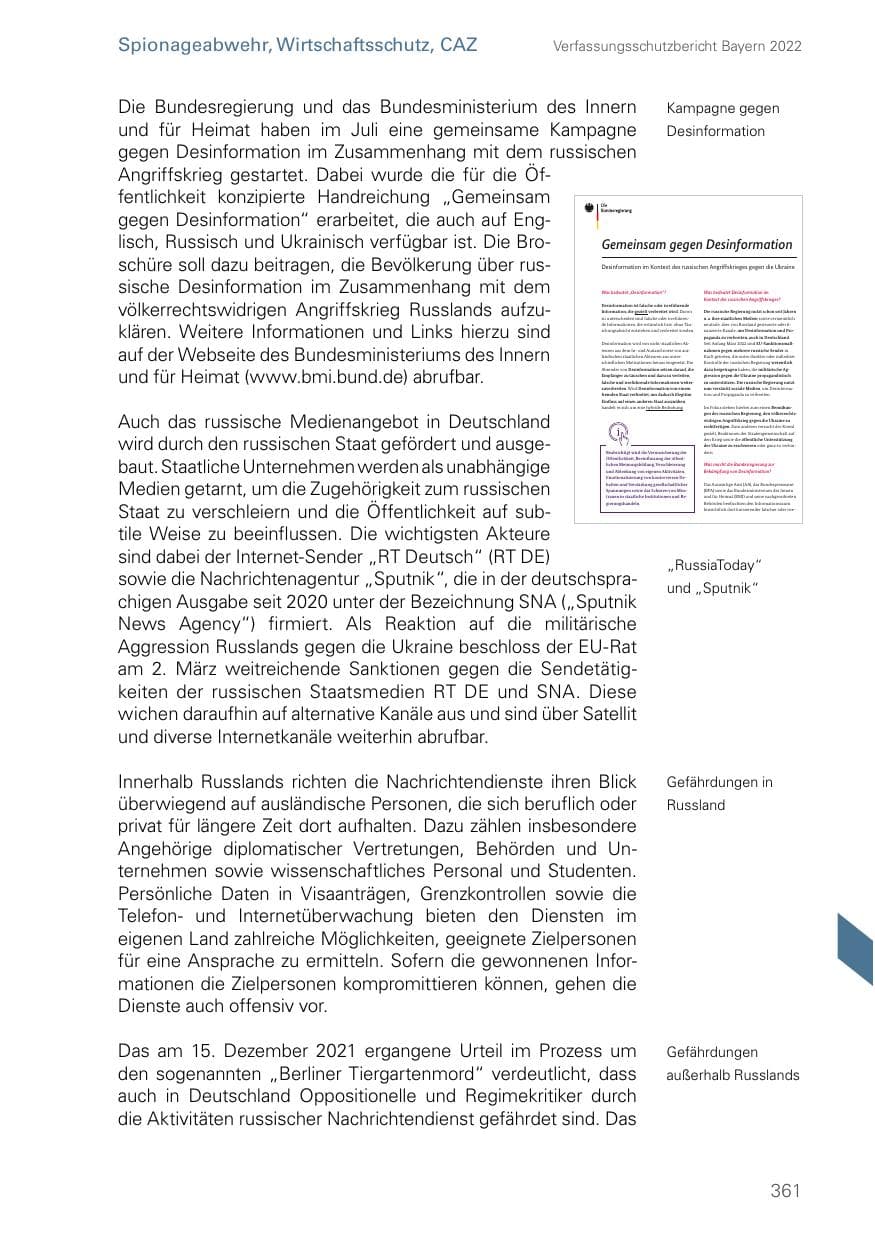 Seite 361 des Verfassungsschutzbericht 2022 Bayern