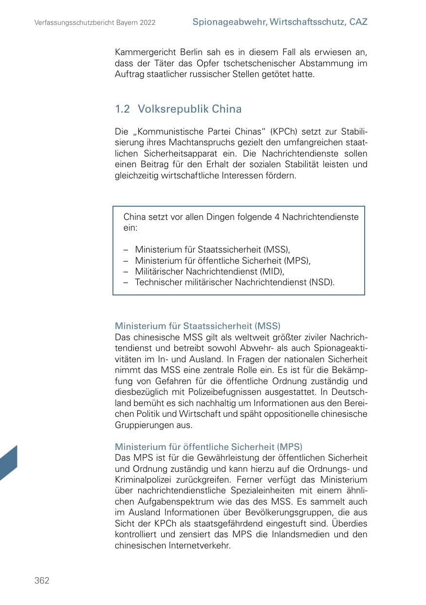 Seite 362 des Verfassungsschutzbericht 2022 Bayern