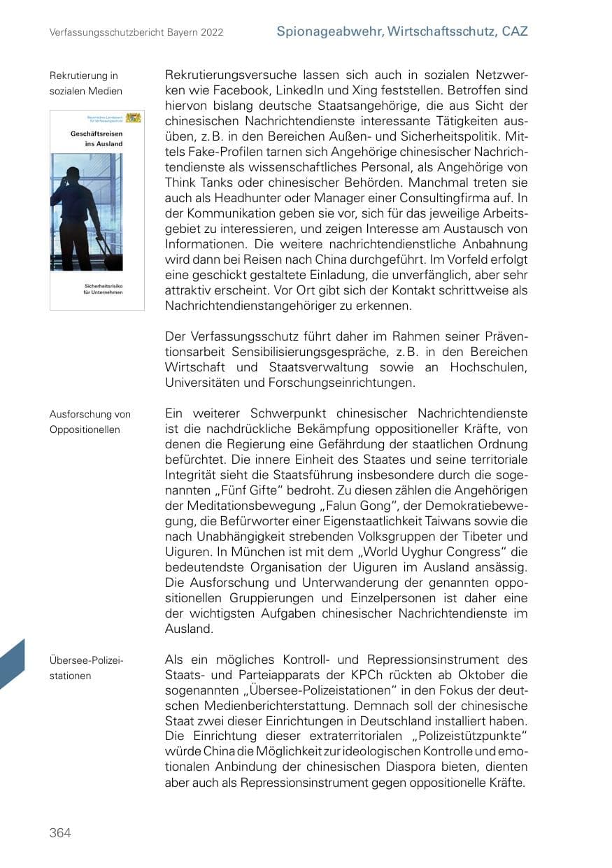 Seite 364 des Verfassungsschutzbericht 2022 Bayern
