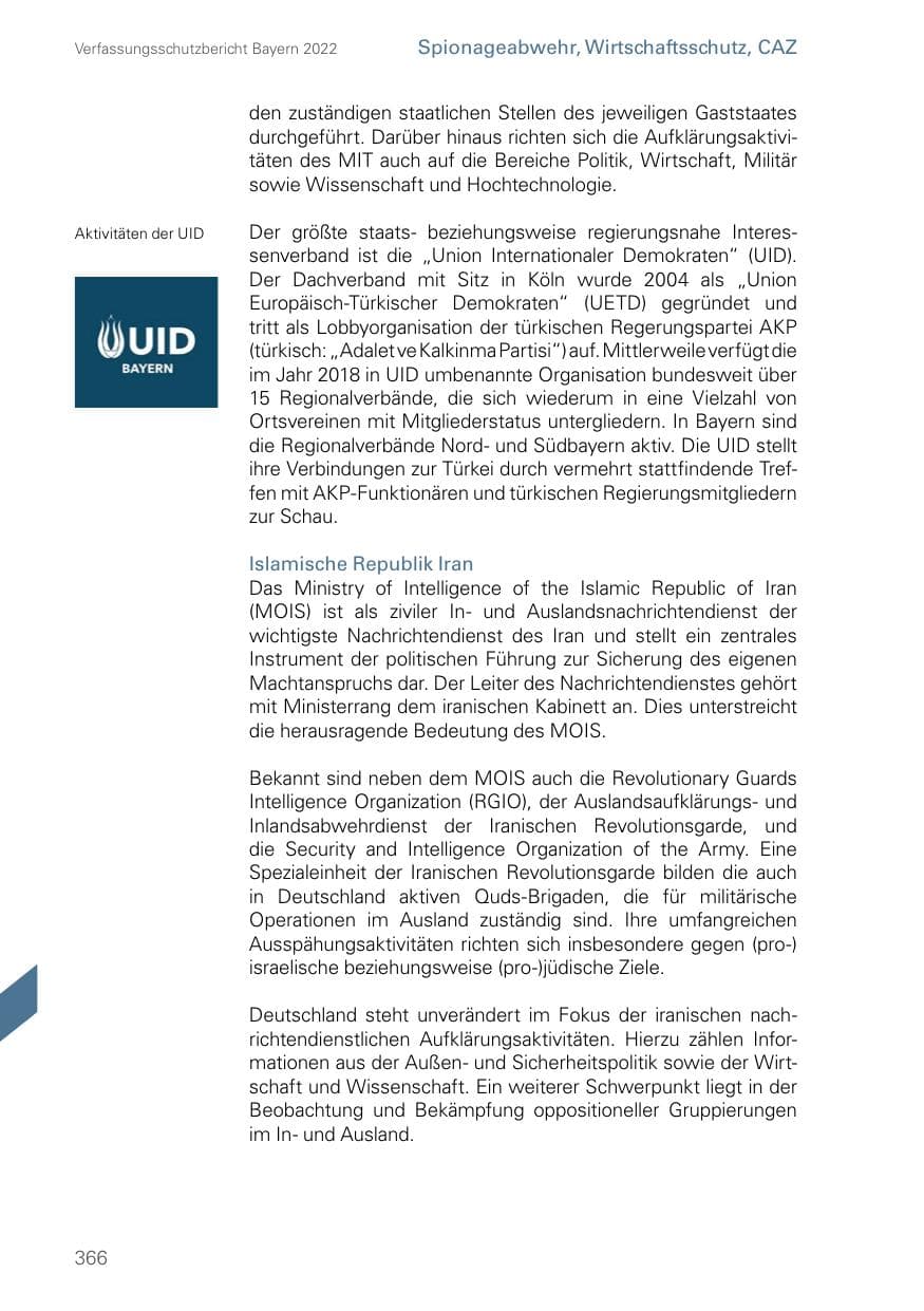 Seite 366 des Verfassungsschutzbericht 2022 Bayern