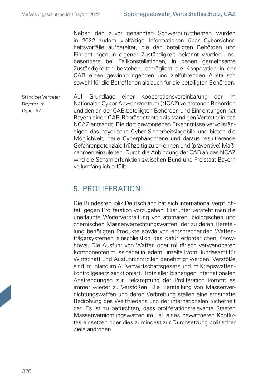 Seite 376 des Verfassungsschutzbericht 2022 Bayern