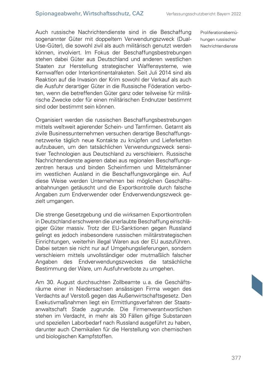 Seite 377 des Verfassungsschutzbericht 2022 Bayern