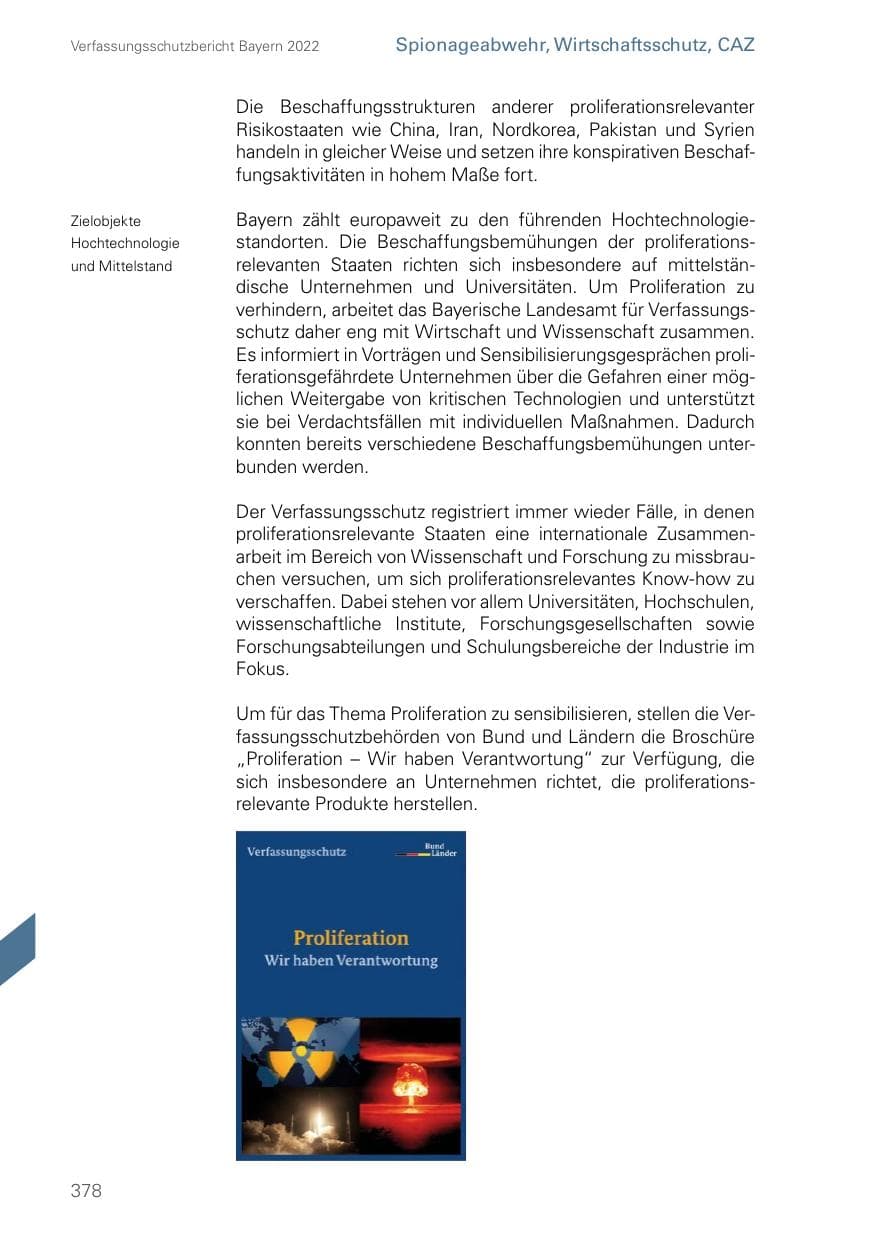 Seite 378 des Verfassungsschutzbericht 2022 Bayern