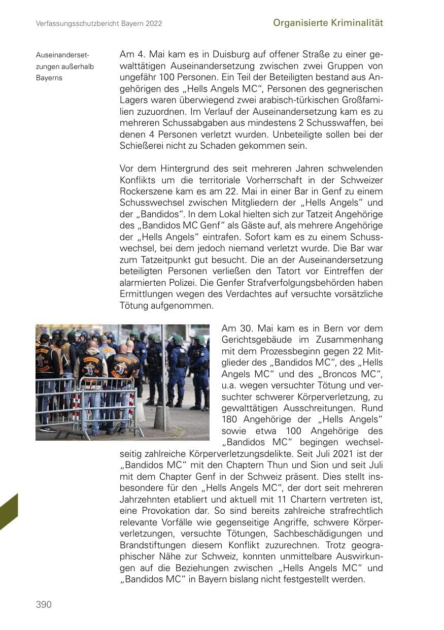 Seite 390 des Verfassungsschutzbericht 2022 Bayern
