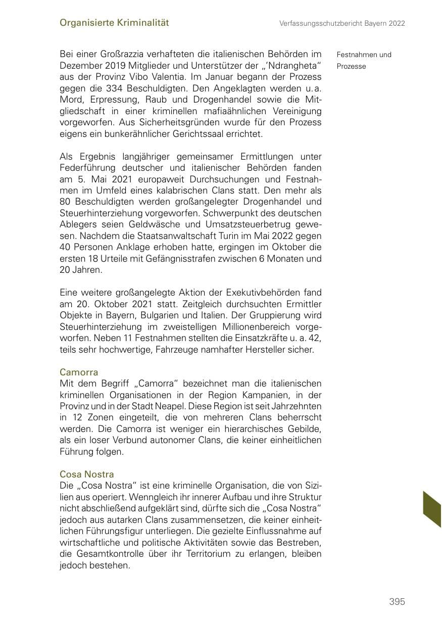Seite 395 des Verfassungsschutzbericht 2022 Bayern
