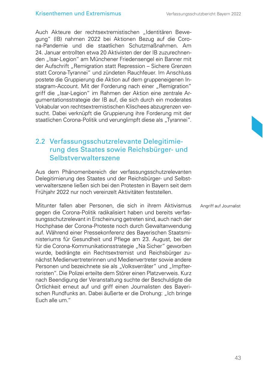 Seite 43 des Verfassungsschutzbericht 2022 Bayern