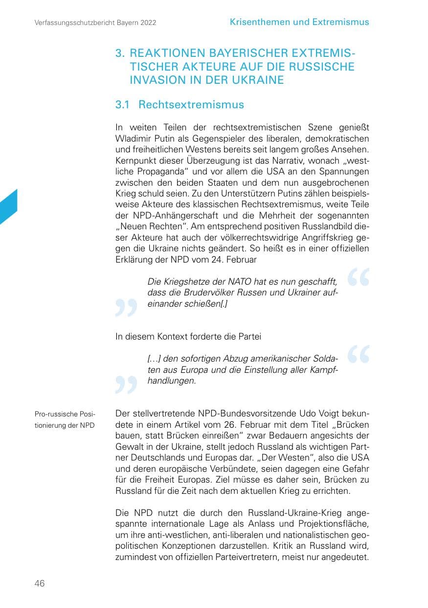 Seite 46 des Verfassungsschutzbericht 2022 Bayern
