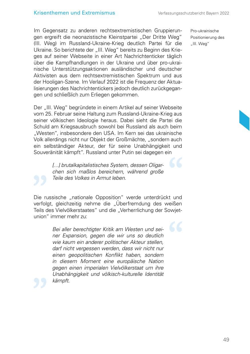 Seite 49 des Verfassungsschutzbericht 2022 Bayern