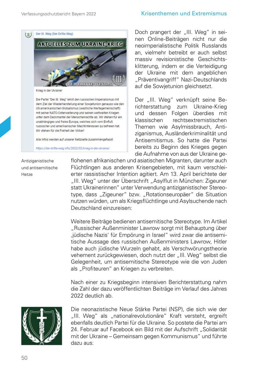 Seite 50 des Verfassungsschutzbericht 2022 Bayern