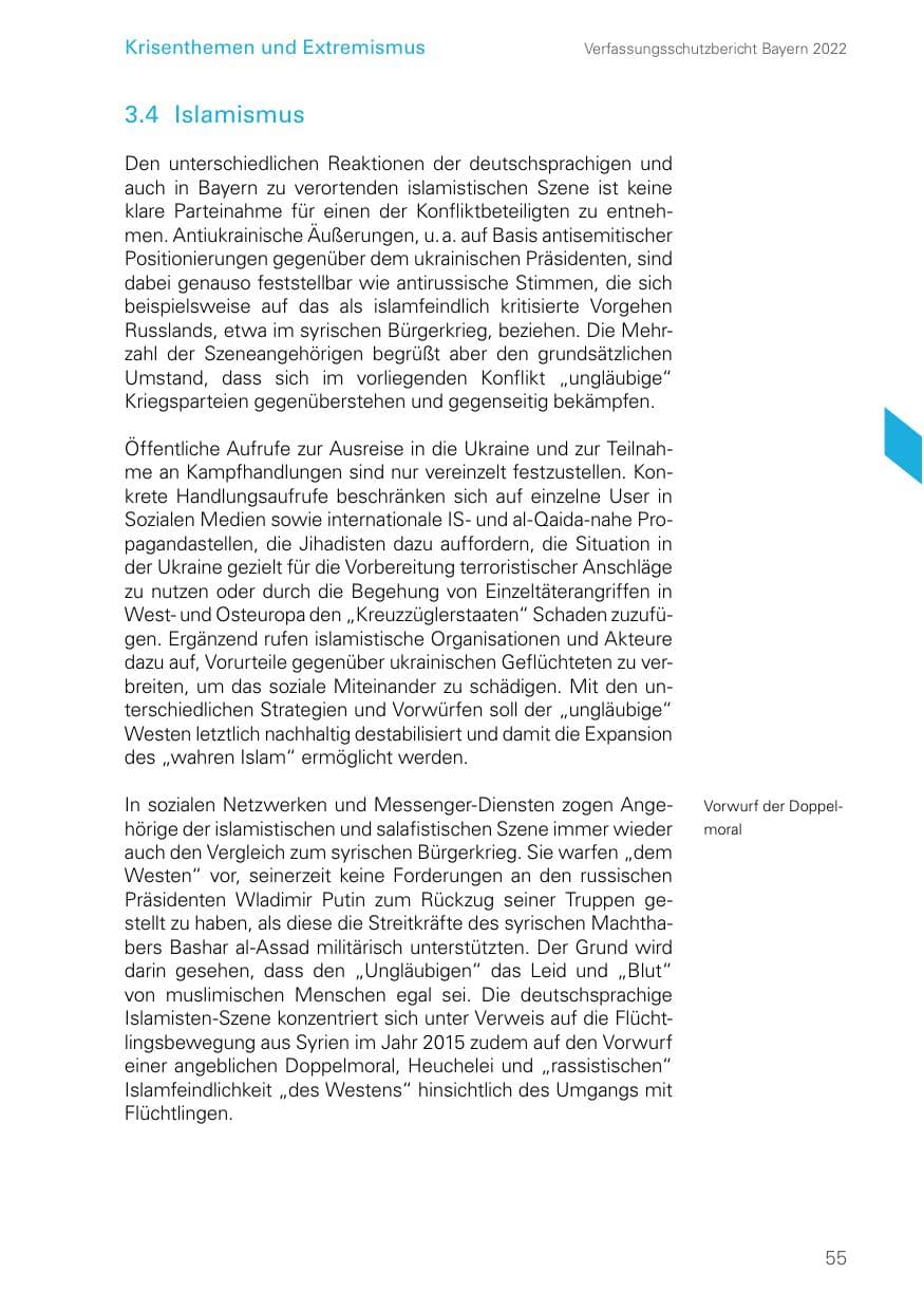 Seite 55 des Verfassungsschutzbericht 2022 Bayern