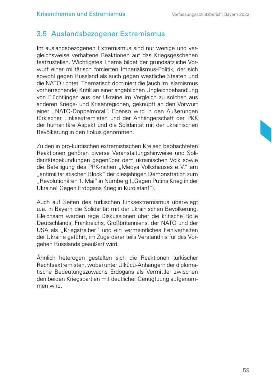 Seite 59 des Verfassungsschutzbericht 2022 Bayern